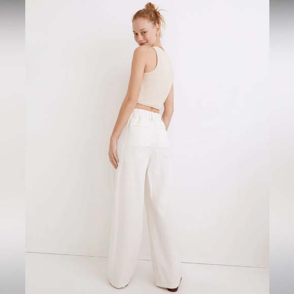 Madewell Cotton Linen Pleated Wide Leg Mauve Pants Size S (2) - Picture 2 of 12